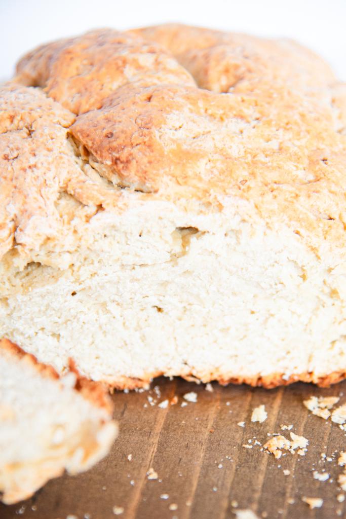 a loaf of bread with the end sliced off