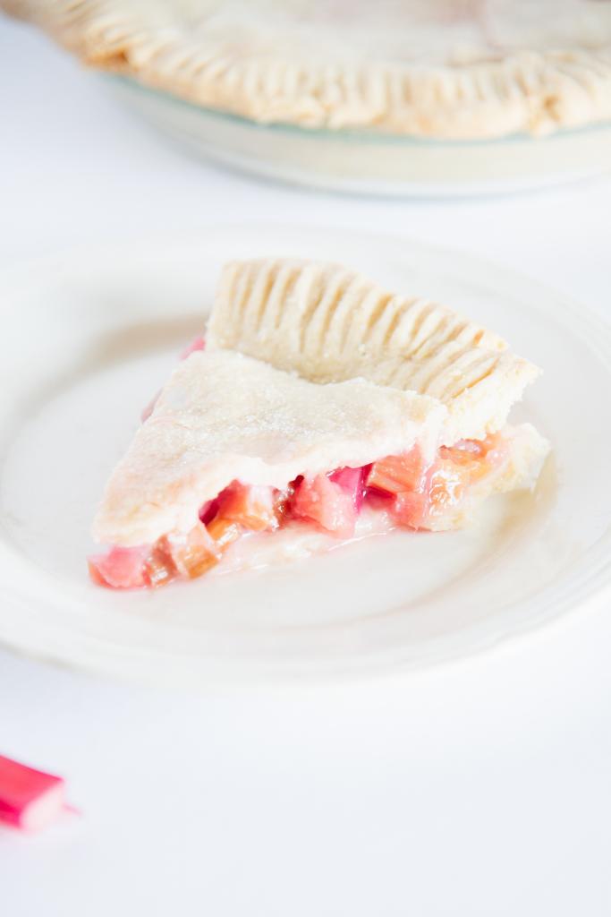 a close up of a slice of a pie on a plate