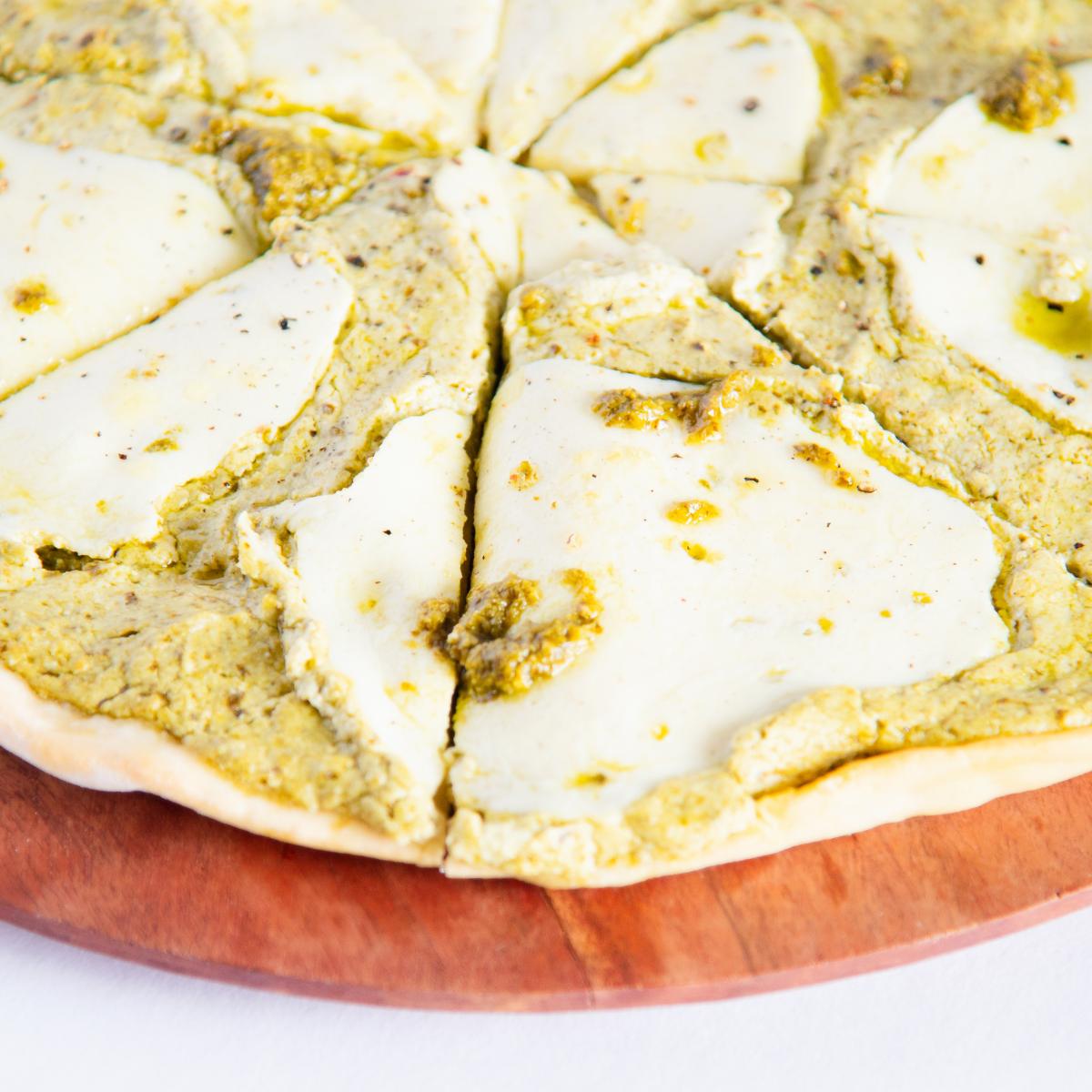 Basil Pesto and Ricotta Pizza | With Fresh Mozzarella