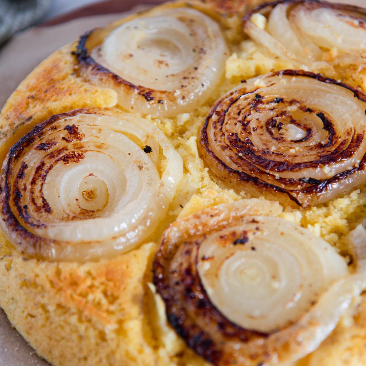 Upside Down Sweet Onion Skillet Cornbread